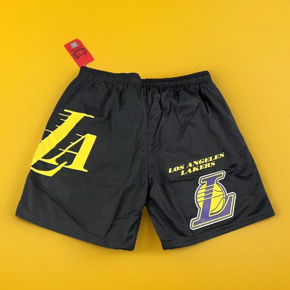 NWT Ultra Game NBA‎ Lakers Mesh Shorts Men's L Purple Yellow Basketball Fan